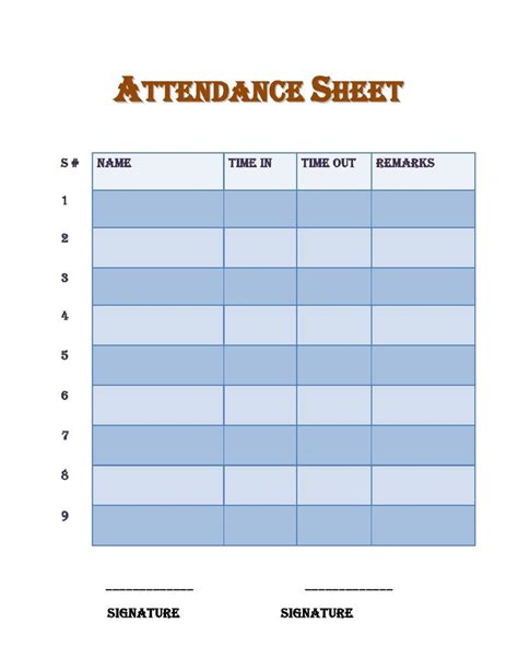 30 Printable Attendance Sheet Templates [Free] | Attendance sheet ...