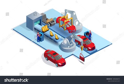 Car Factory Automobile Plant Automotive Assembly Stock Vector (Royalty Free) 1289686873 ...