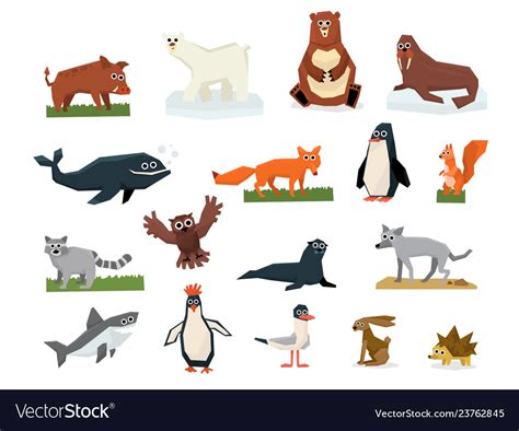 Cartoon collection different arctic and Royalty Free Vector