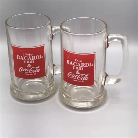 COCA COLA LICENSED 4 PC Vintage 1978 BARCARDI RUM and COKE Glass Mug ...