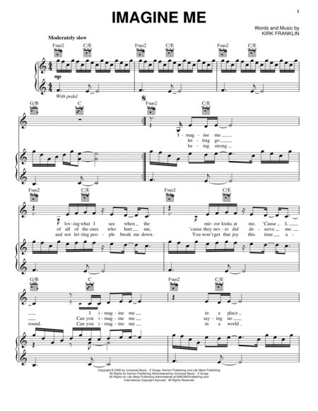 Imagine Me By Kirk Franklin Kirk Franklin - Digital Sheet Music For Piano/Vocal/Guitar ...