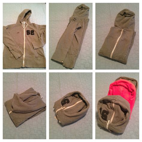 Hooded Sweatshirts: Start with sweatshirt and fold arms in as normal. Fold in half - up to hood ...