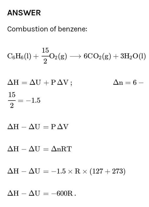 What is the difference between delta h and delta u for the combustion of toluene at 300 kelvin ...