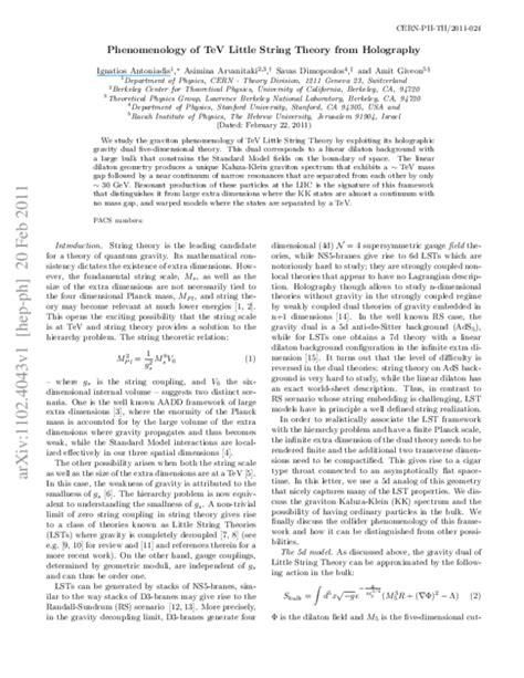 (PDF) Phenomenology of TeV Little String Theory from Holography | Ignatios Antoniadis - Academia.edu