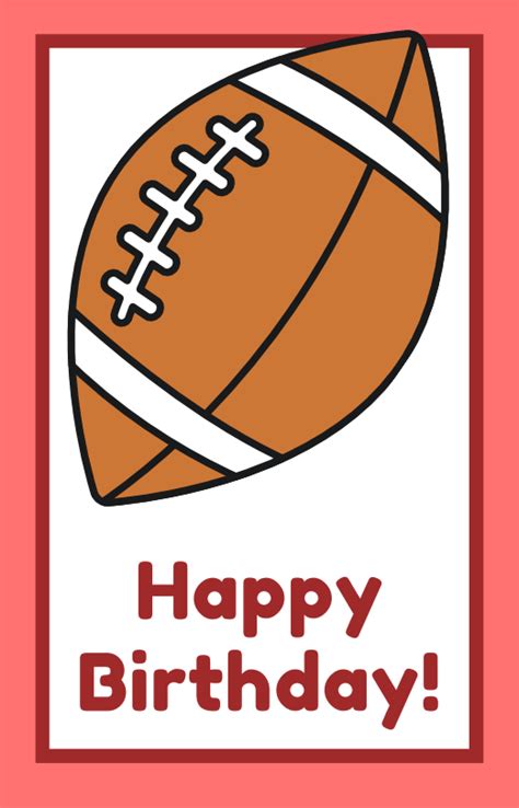 Football Happy Birthday Card Printable