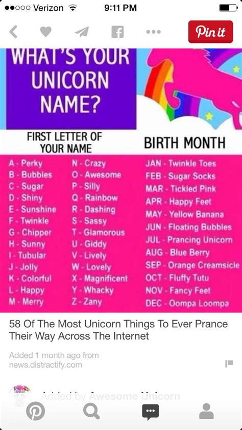 Pin by Chelsea McNeil on Nick names | Unicorn names, Funny quotes, Unicorn