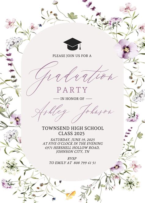 Wildflower Graduation Invitation Template Class 2023 - Etsy ...