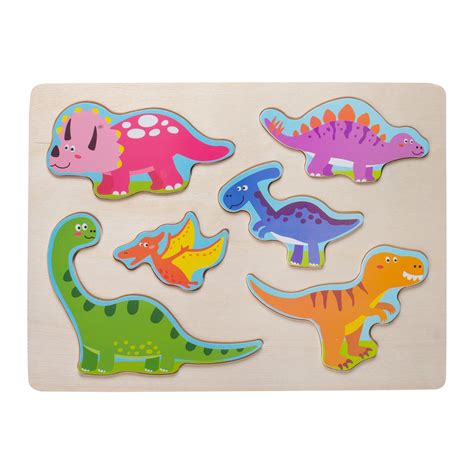 Eliiti Wooden Dinosaurs Puzzle for Toddlers 2 to 4 Years Old Boys Girls ...