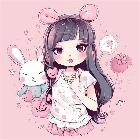 Una linda chica de anime estilo kawaii chica de estilo anime de dibujos ...