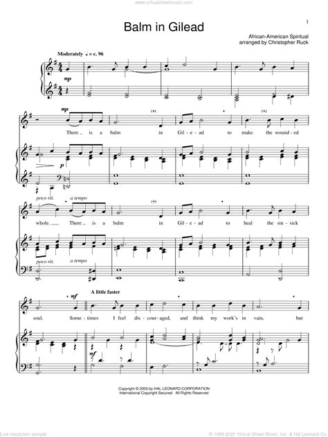 Balm In Gilead sheet music for voice and piano (PDF-interactive)