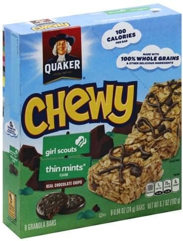 Quaker Girl Scouts Thin Mints Flavor Granola Bars - 8 ea, Nutrition ...