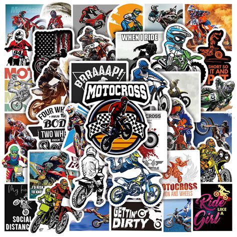 Buy Motocross Dirt-Bike Stickers, 50PCs, Aesthetic Vinyl Waterproof Decals, Stickers for Hydro ...