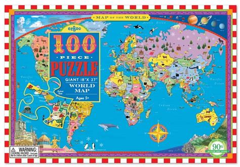 WORLD MAP 100 PIECE JIGSAW PUZZLE BY eeboo