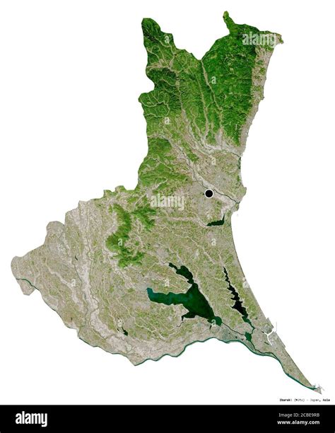 Shape of Ibaraki, prefecture of Japan, with its capital isolated on white background. Satellite ...