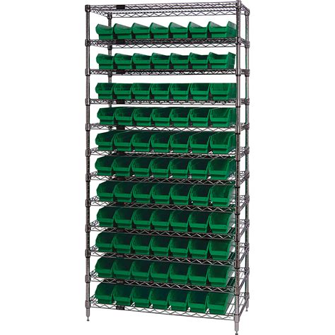 Quantum Storage 77-Bin Chrome Wire Shelf Bin System — 36in.W x 12in.D x 74in.H Rack Size ...