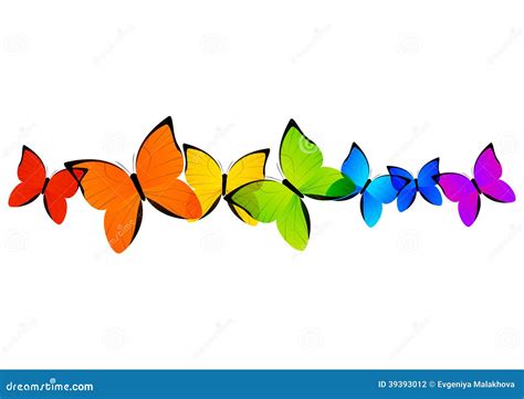 Rainbow butterflies border stock vector. Illustration of color - 39393012