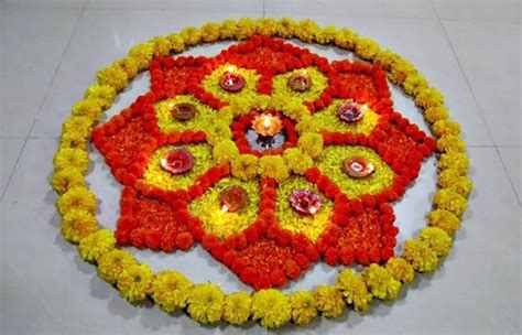 Flower Rangoli Designs for Diwali 2017: Best Flowers Rangoli Designs - 2017 Diwali Wala Funda