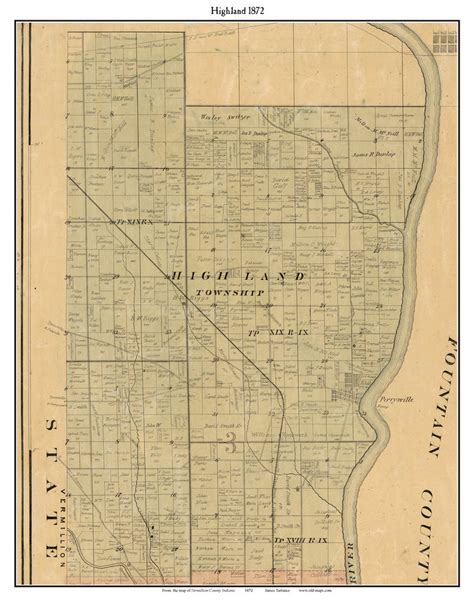 Highland, Indiana 1872 Old Town Map Custom Print - Vermillion Co. - OLD ...