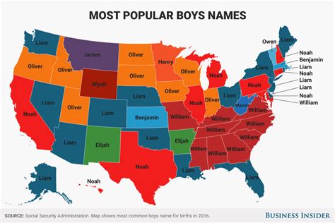 Most popular baby names state map - Business Insider