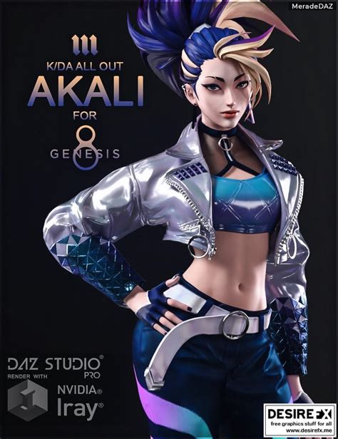 Desire FX 3d models | Akali KDA ALL OUT for Genesis 8 and 8.1 Female