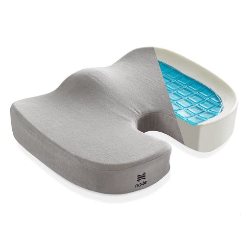 Node Gel-Enhanced Memory Foam Seat Cushion, Gray Velour Ergonomic Orthopedic Comfort Pad, Ideal ...