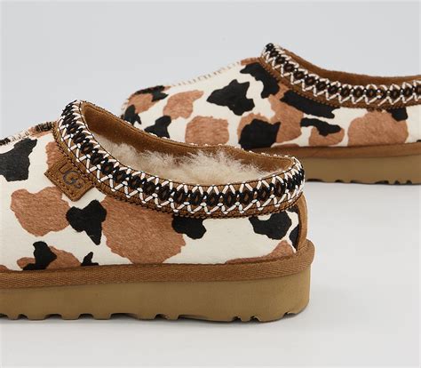 UGG Tasman Cow Print Slippers Chestnut - Women’s Sustainable Materials