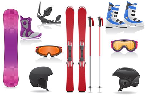 ski and snowboarding set icons equipment vector illustration 489286 ...