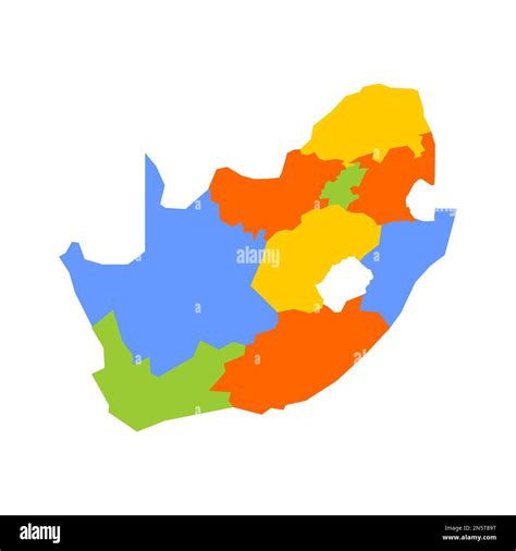 South Africa political map of administrative divisions - provinces. Blank colorful vector map ...