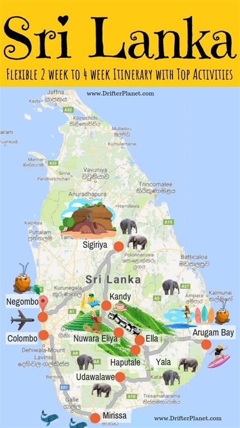 Sri Lanka itinerary – the Perfect 2 Weeks in Sri Lanka [+ Route Map] - Drifter Planet | Sri ...