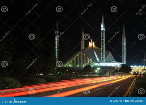 Night View of Faisal Mosque Stock Photo - Image of dome, islam: 7309190