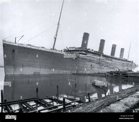 The Titanic sitting in the fitting-out basin at Harland and Wolff in Belfast, Ireland. The ...