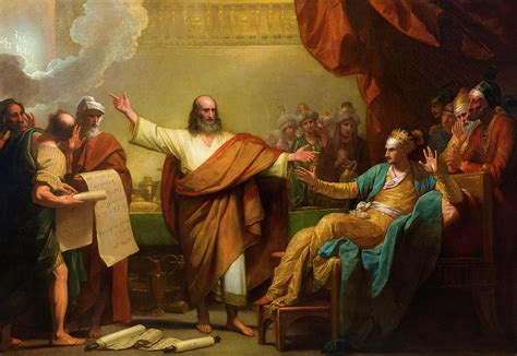 Daniel Interpreting to Belshazzar the Writing on the Wall Painting by Benjamin West - Fine Art ...