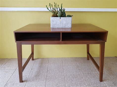 Wood Desk Table - Tanguile wood, Furniture & Home Living, Office Furniture & Fixtures on Carousell