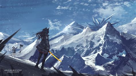 #Arknights #mountains #snow fantasy art #1080P #wallpaper #hdwallpaper #desktop | Background ...