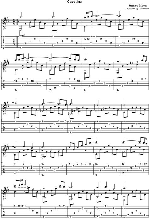 Partitura (Guitarra-TAB) - Cavatina - Stanley Myers | Guitar sheet music, Learn guitar songs ...