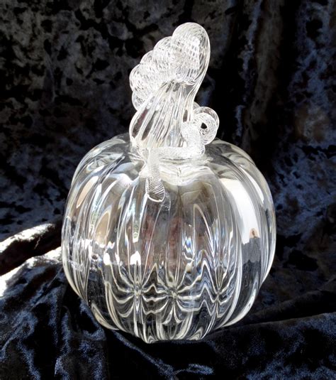 Hand Blown Clear Glass Pumpkin Halloween by ajjewelrydesigns