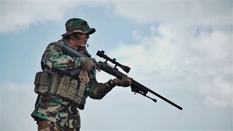 male, soldier, holding, sniper rifle, army, person, gun, weapon | Piqsels