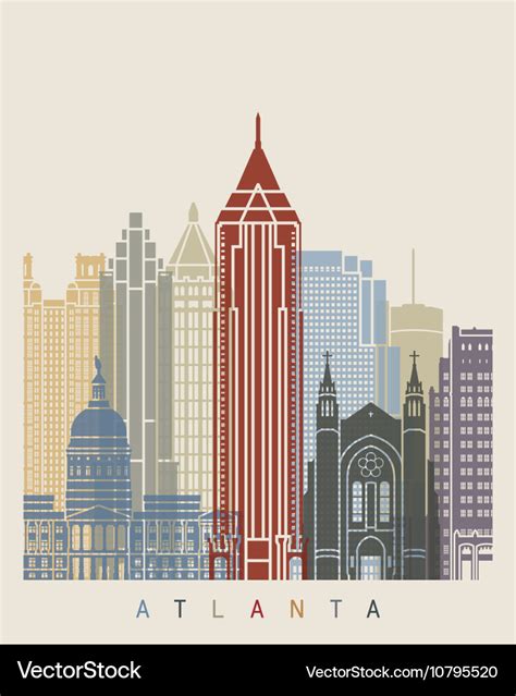 Atlanta skyline poster Royalty Free Vector Image