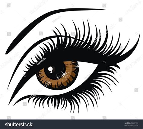 Vector Illustration Beautiful Female Brown Eye Stock Vector 78987739 - Shutterstock