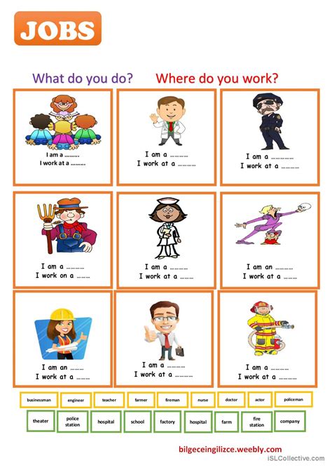 JOBS and WORKPLACES: English ESL worksheets pdf & doc