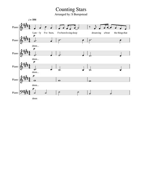 Counting Stars Sheet music for Piano (Mixed Ensemble) | Musescore.com