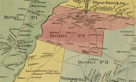 Historic landowners map of East Windsor, Connecticut from 1869 - KNOWOL