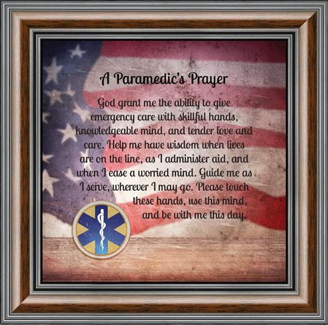 Prayer for the Paramedic Framed Poem, First Responders Gift, EMS, EMT ...