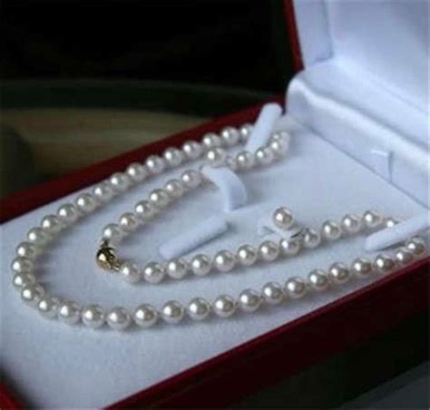 AA 7-8MM Natural White Cultured Pearl Necklace 18-36" + Earrings Set | eBay