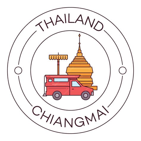 Premium Vector | Landmarks of thailand chiang mai flat line logo minimalist