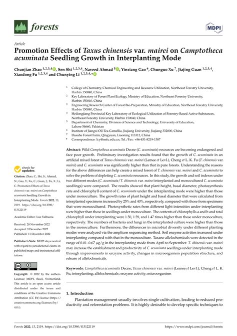 (PDF) Promotion Effects of Taxus chinensis var. mairei on Camptotheca ...