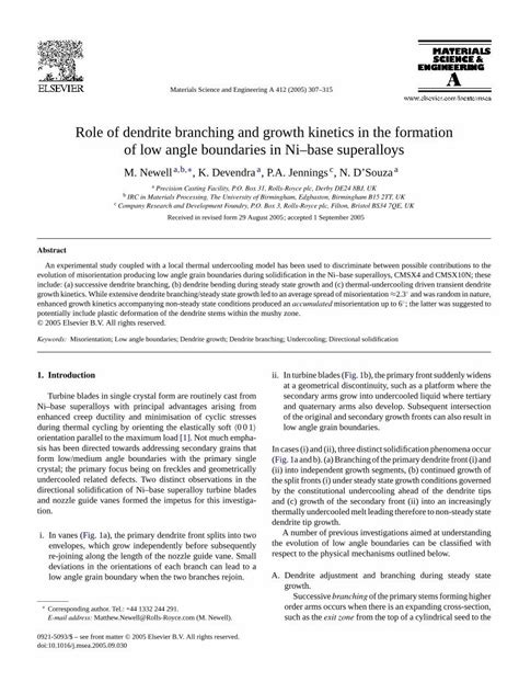 (PDF) Role of dendrite branching and growth kinetics in the formation of low angle boundaries in ...