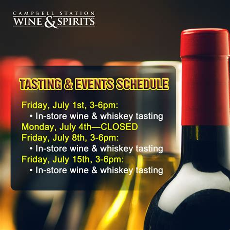 Take part in our weekly in-store wine and whiskey tasting every Friday. Check out our calendar ...