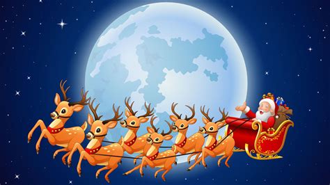 Santa Claus On Sled Near full Moon HD Santa Claus Wallpapers | HD Wallpapers | ID #55131