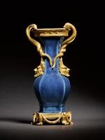 A Louis XV gilt-bronze mounted Chinese blue porcelain vase, the porcelain Qianlong, the mounts ...